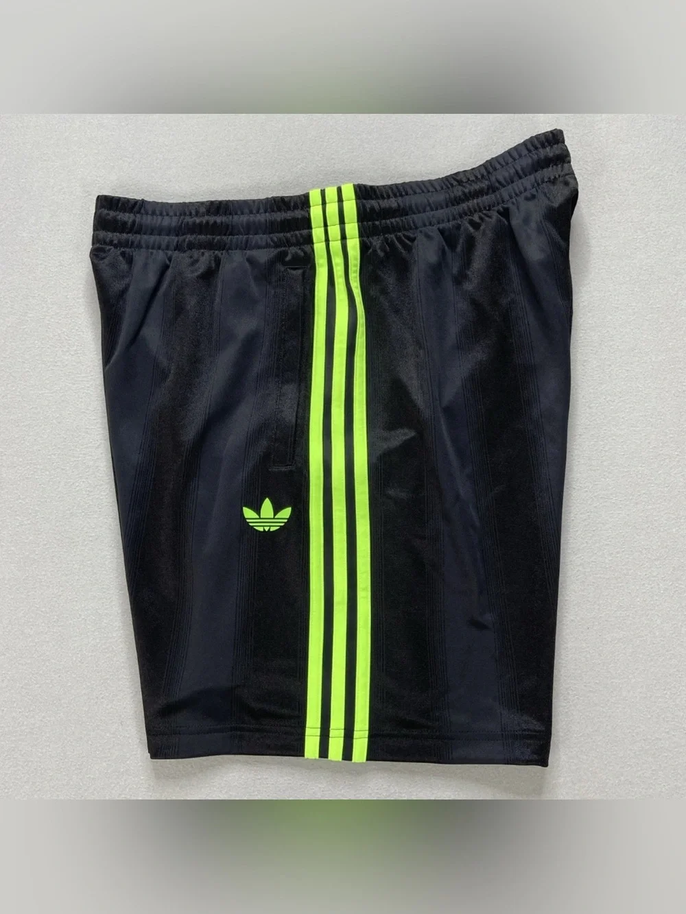 adidas Black Shorts with Neon Green Center Stripes adicolor jacquard JW5929